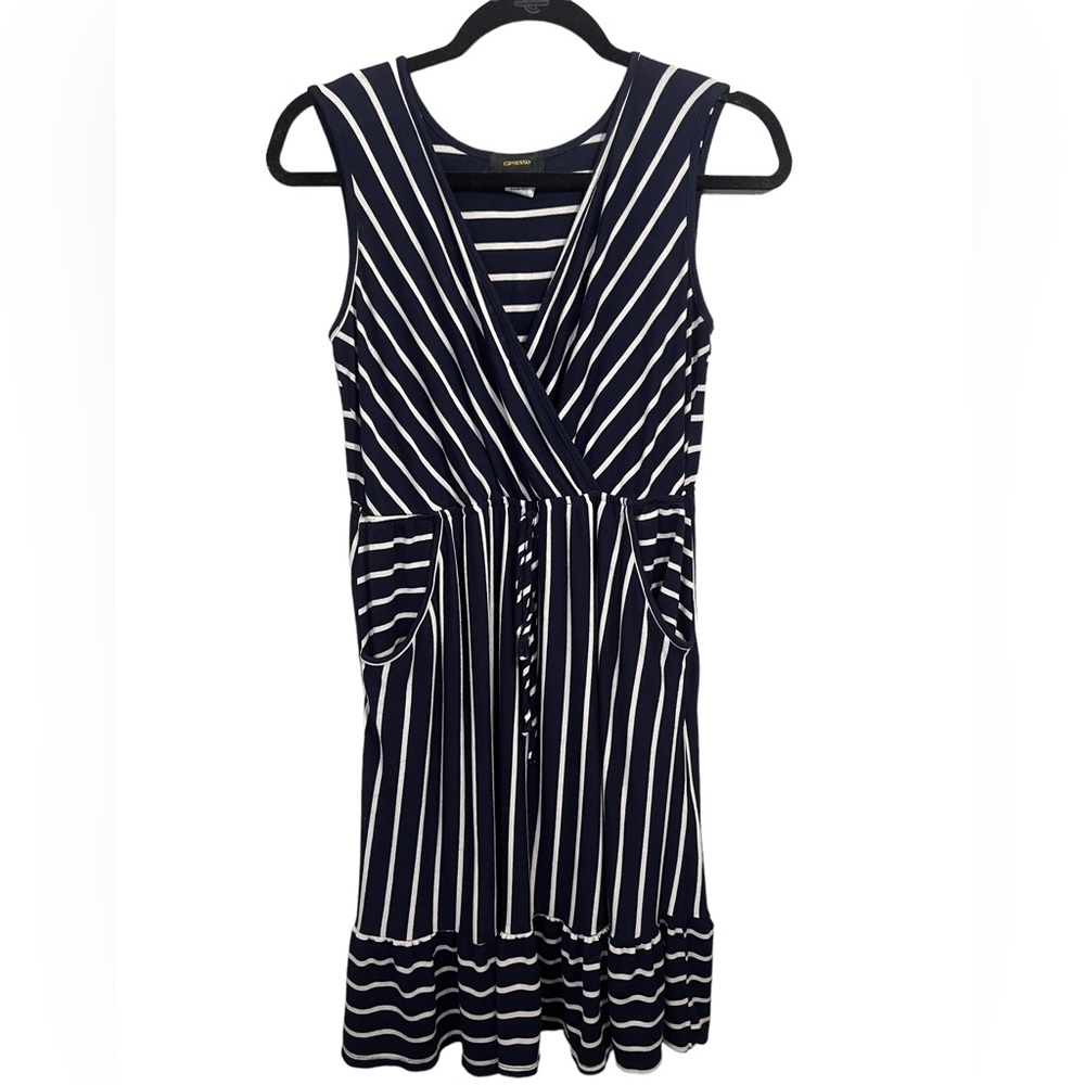 Espresso Navy Striped Sleeveless Dress w/ Pockets XL